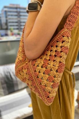 Üç Motifli Özel Tasarım Kağıt İp Çanta - TABA SARI - Standart resmi