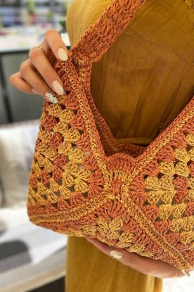 Üç Motifli Özel Tasarım Kağıt İp Çanta - TABA SARI - Standart resmi