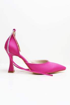 Bilekten Bağlı Taşlı Kadeh Topuk Stiletto - SİYAH - 37 resmi