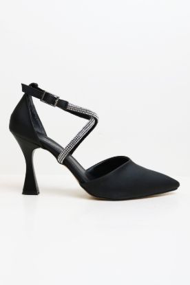 Bilekten Bağlı Sivri Burun Taşlı Kadeh Topuk Stiletto - BEYAZ - 40 resmi
