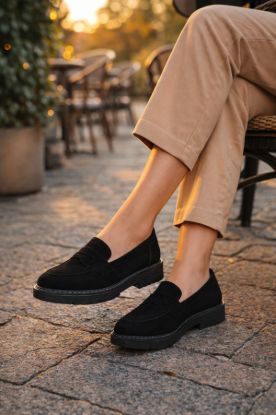 Düz Taban Süet Kadın Loafer - HAKİ - 36 resmi