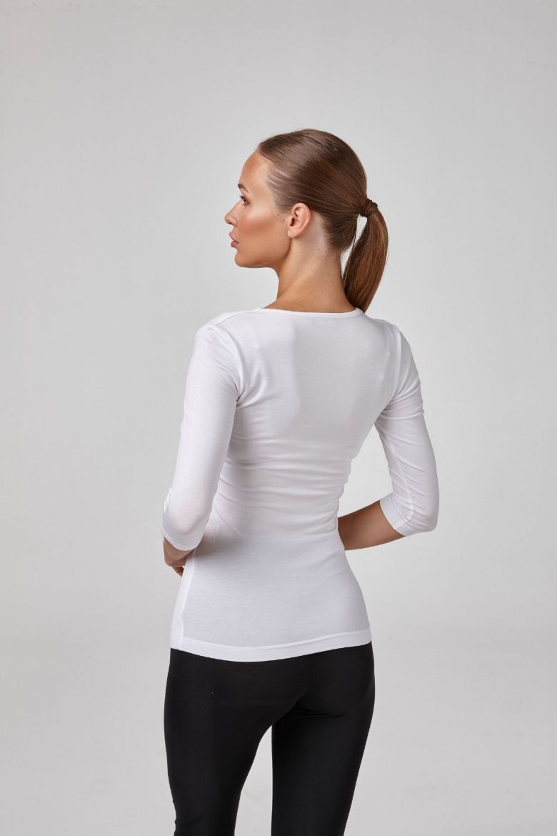 Kadın Truvakar Kol Açık Yaka Body Bluz Fit Kalıp  BEYAZ P2660BEYAZ resmi
