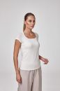 Kadın Kısa Kollu Havuz Yaka Body T-Shirt Fit Kalıp  EKRU P2609EKRU