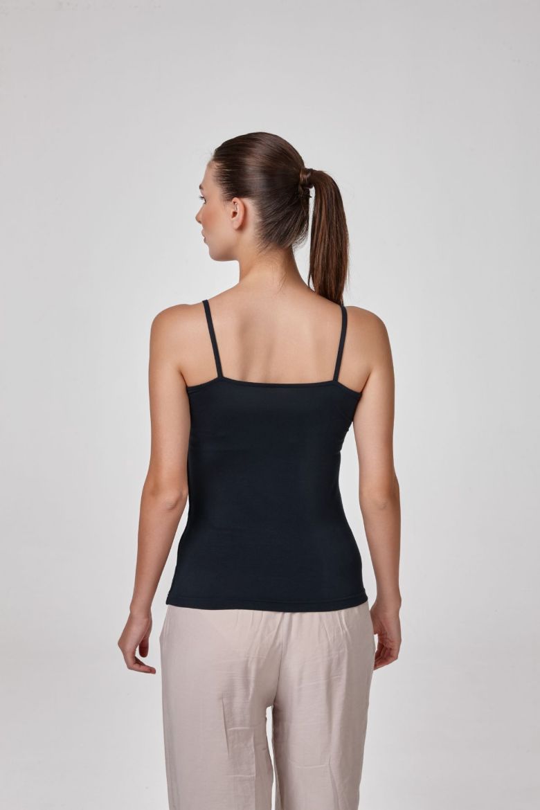 Kadın Askılı Önü Çift Kat T-Shirt Body Fit Kalıp  LACİVERT P2505LACİVERT resmi