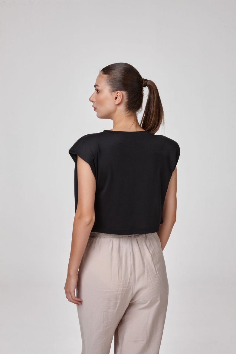 Kadın Vatkalı T-Shirt  SİYAH P2562SİYAH resmi