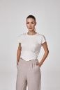 Kadın Kısa Kollu Sıfır Yaka Bluz - T-Shırt  EKRU P2522EKRU