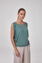 Kadın Kolsuz Kayık Yaka Bluz T-Shirt   KÜF YEŞİLİ P3178KÜF YEŞİLİ