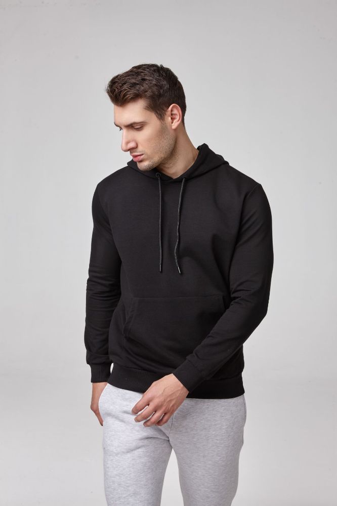 Erkek Kapşonlu Sweatshirt  SİYAH P1803SİYAH resmi
