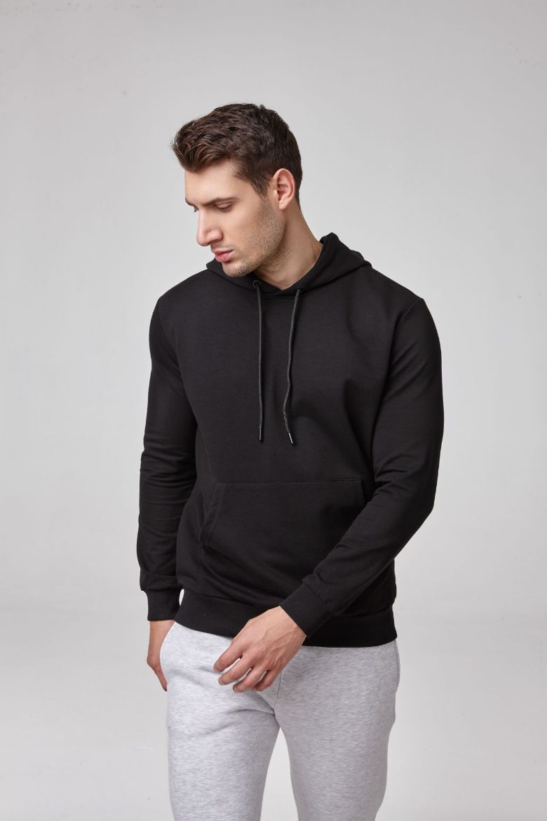 Erkek Kapşonlu Sweatshirt  SİYAH P1803SİYAH resmi