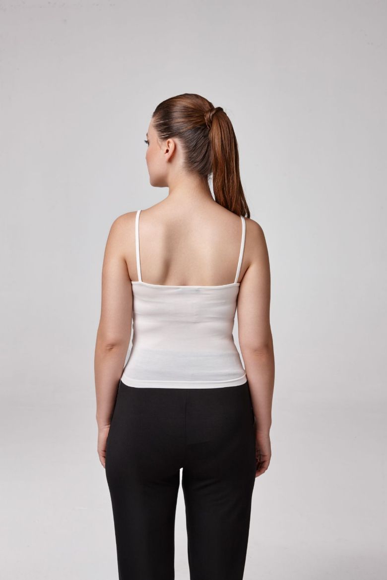 Kadın Ince Askılı T-Shirt Body Fıt Kalıp  EKRU P2530EKRU resmi