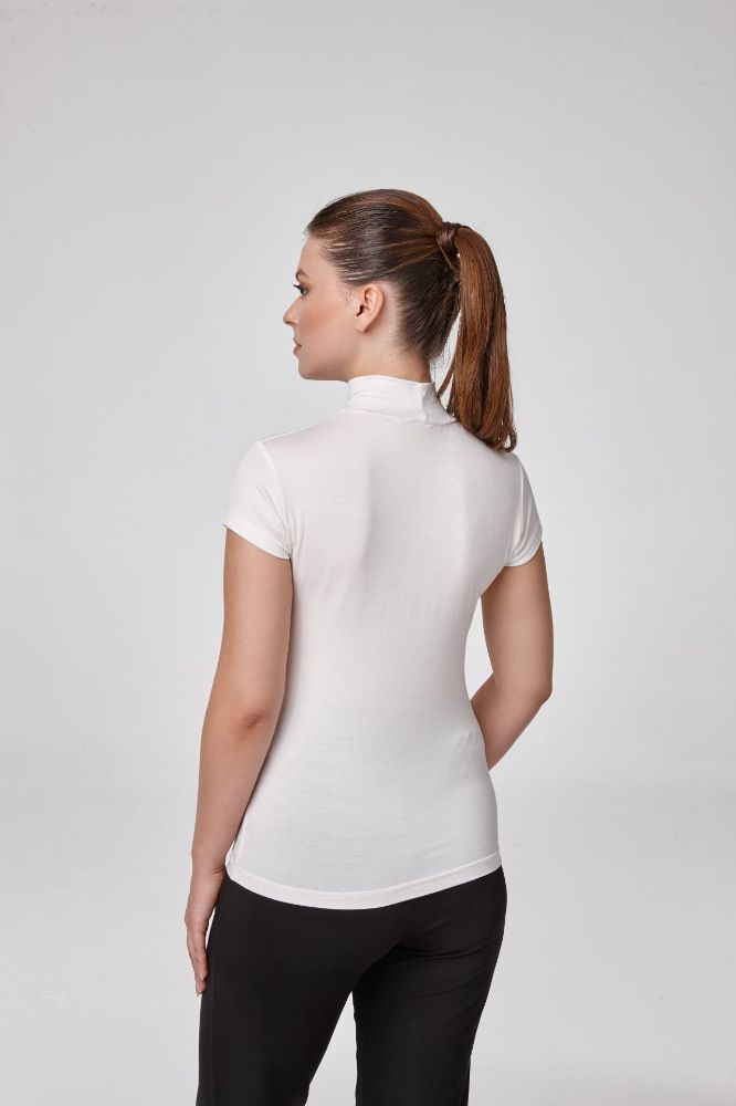 Kadın Kısa Kollu Balıkçı Body Bluz Fit Kalıp  KREM P2801KREM resmi