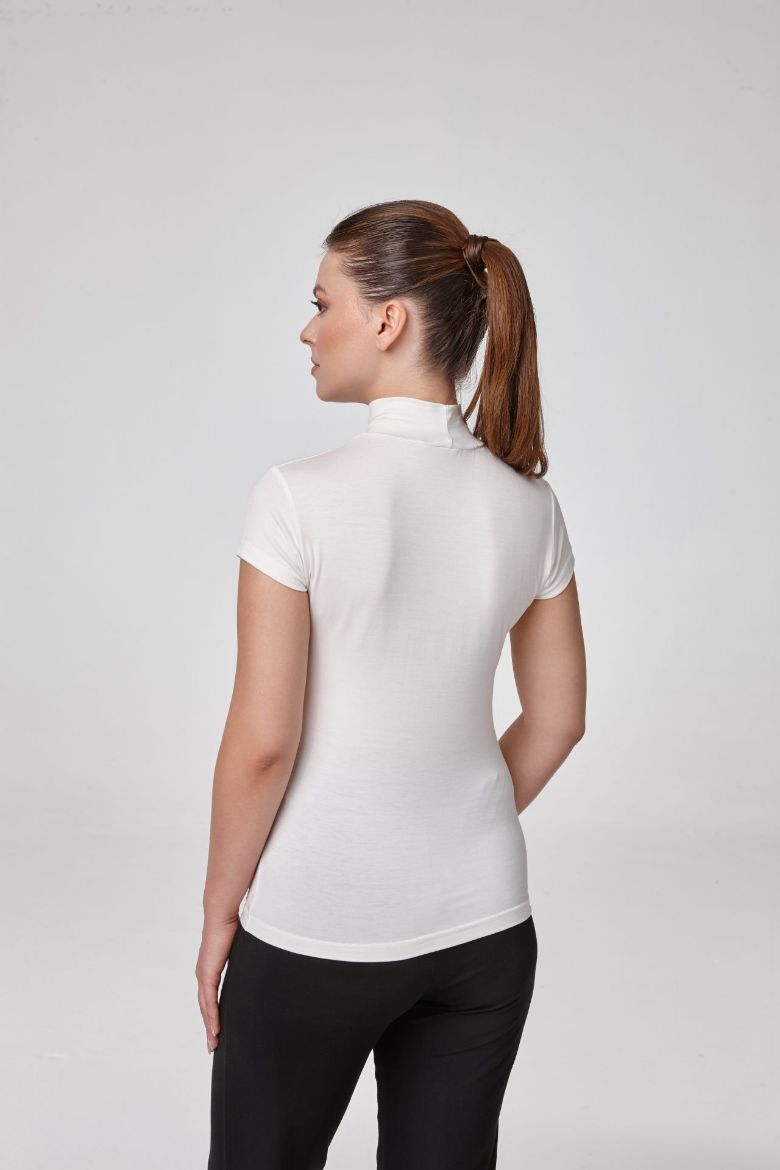 Kadın Kısa Kollu Balıkçı Body Bluz Fit Kalıp  KREM P2801KREM resmi