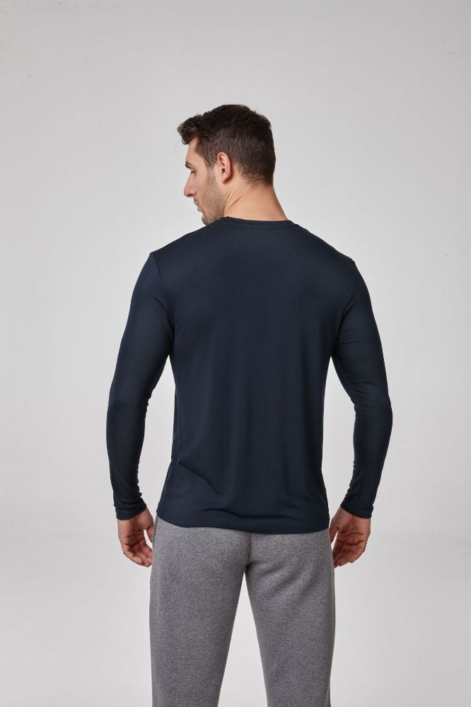 Erkek Sıfır Yaka Uzun Kollu T-Shirt   LACİVERT P1620LACİVERT resmi
