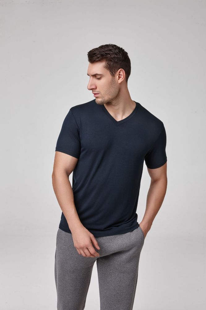 Erkek Kısa Kollu V Yaka T-Shirt  LACİVERT P1626LACİVERT resmi