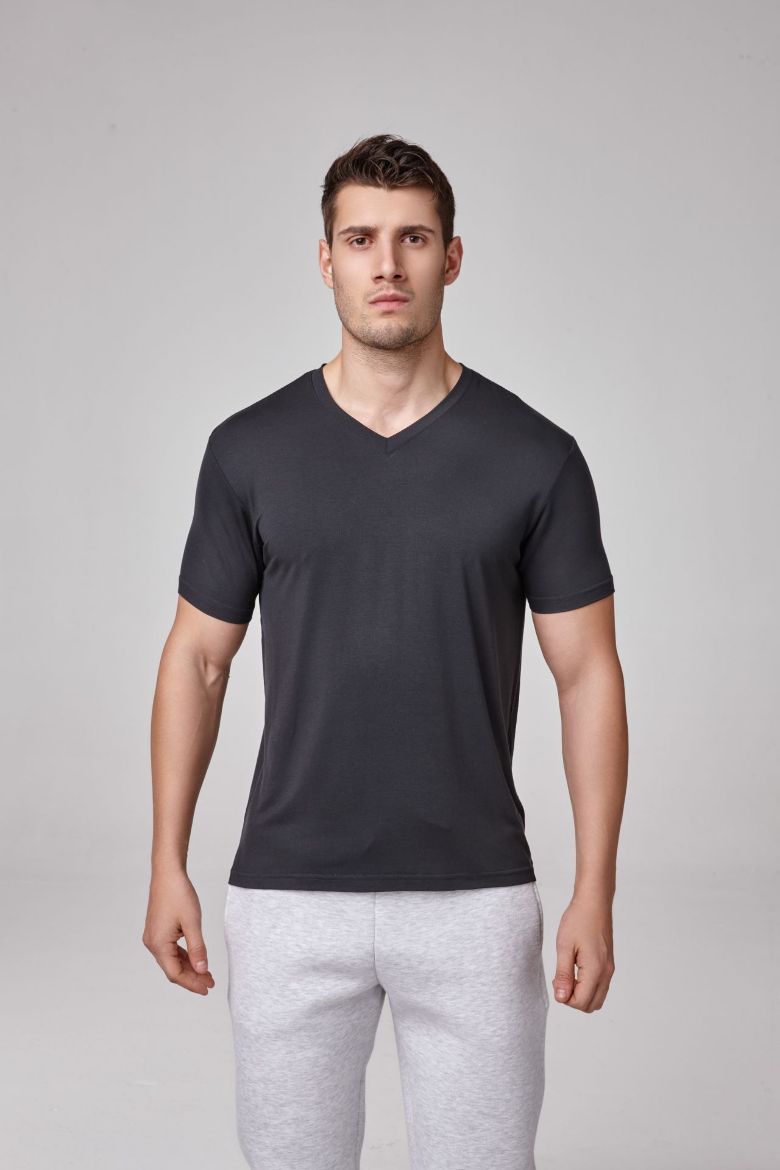 Erkek Kısa Kollu V Yaka T-Shirt  ANTRASİT P1626ANTRASİT resmi