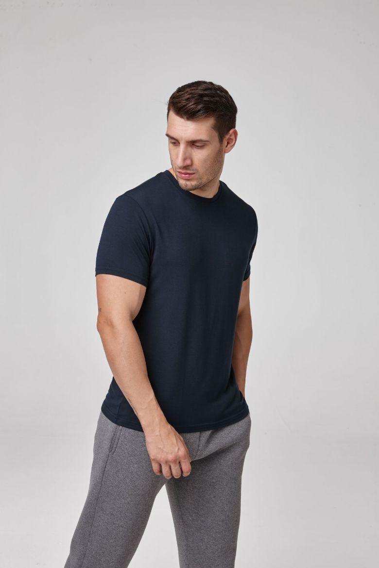 Erkek Kısa Kollu Sıfır Yaka T-Shirt  LACİVERT P1608LACİVERT resmi