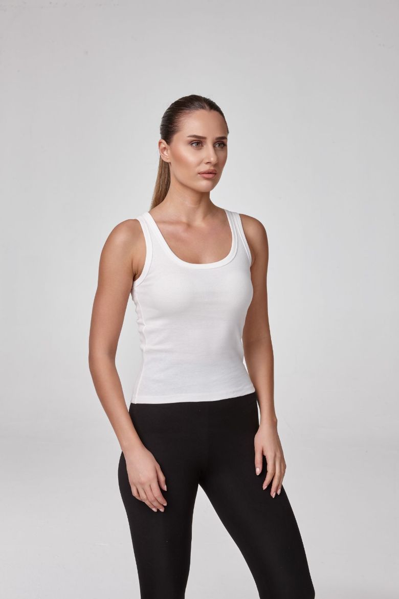 Kadın Ince Askılı Body T-Shirt Fit Kalıp  EKRU P2536EKRU resmi