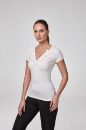 Kadın Büzgülü V Yaka Kısa Kollu Body Bluz  EKRU P2807EKRU