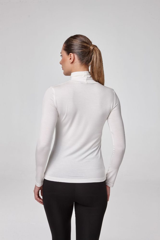 Kadın Uzun Kollu Balıkçı Yaka Bluz Body Fit Kalıp  EKRU P2602-1EKRU resmi