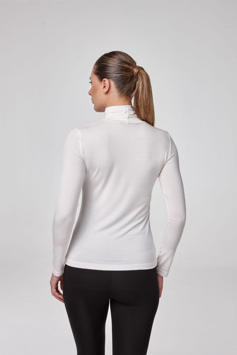 Kadın Uzun Kollu Balıkçı Yaka Bluz Body Fit Kalıp  EKRU P2602-1EKRU resmi